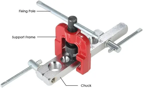 Miniatura 5 de Kit de herramientas de abocinación para línea de freno y herramienta de tubería de latón, tubo de tubería 6 troqueles de 3/16"-5/8", para reparación
