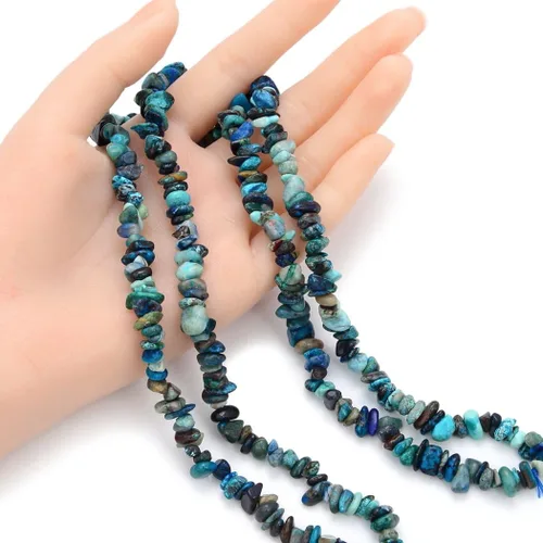 Miniatura 2 de Adabele Cuentas sueltas de gemas de cristal natural Chrysocolla de 15 pulgadas, con agujero perforado, de forma libre, espaciadores de piedra