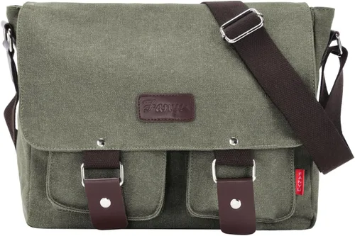 Miniatura 8 de Bolsa de mensajero para hombre, bolsa para laptop, unisex, bolsa de lona retro, 14-15.6 pulgadas, casual, bolsa de hombro individual para trabajo