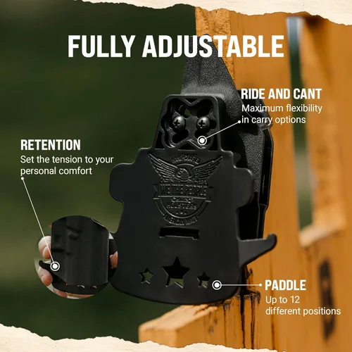 Miniatura 4 de We The People Holsters - Bandera de Betsy Ross - Transporte abierto en la cintura exterior - Funda OWB Kydex - Conducción/inclinación/retención