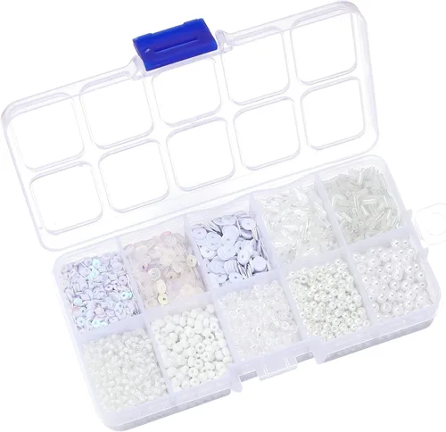 Miniatura 13 de Cuentas surtidas para la fabricación de joyas, cuentas de tubo de cristal para corneta, lentejuelas sueltas, varios tamaños para manualidades