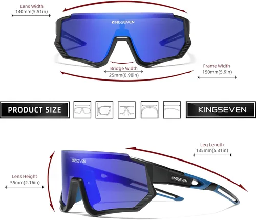 Miniatura 6 de KINGSEVEN Gafas de sol polarizadas de ciclismo para hombre, gafas de sol deportivas MTB gafas de bicicleta UV400 protección LS910
