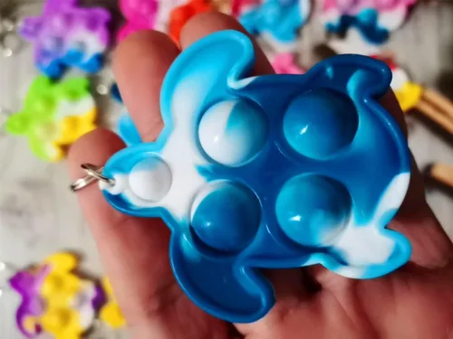 Miniatura 3 de 20 piezas de mini tortuga arcoíris Pop Fidget llavero juguete, regalos de fiesta, juguetes de burbujas para aliviar la ansiedad y el estrés, regalo