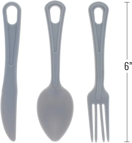 Miniatura 3 de ASR Outdoor Juego de utensilios de plástico reutilizables para mochileros, camping, viajes, 3 piezas