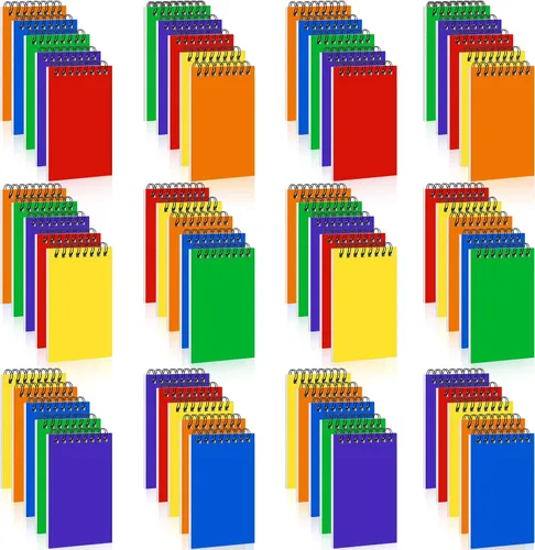 Meanplan Paquete de 60 blocs de notas en espiral, de 3 x 5 pulgadas, con espiral, encuadernado en alambre, cuaderno de rayas universitarias de