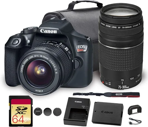 Canon EOS Rebel T6 Cámara DSLR con lente de 18-55mm | Sensor CMOS APS-C de 18MP, Wi-Fi incorporado y video Full HD | Excelente para viajes y