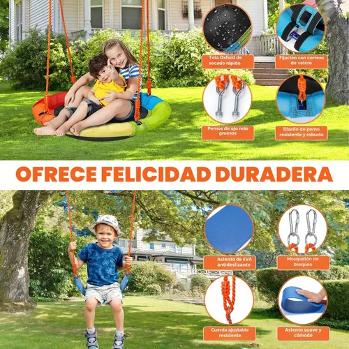 Miniatura 4 de Amictoy Juegos de columpios para patio trasero, juguetes al aire libre para niños, juego de columpio de metal resistente con marco en A con Columpio