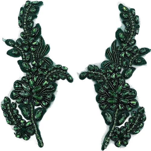 Miniatura 12 de 1 par de apliques hechos a mano con diamantes de imitación de flores para ropa, parches de tela de cristal para vestido de novia, apliques de encaje