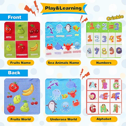 Miniatura 5 de Caja de pañuelos para bebé, caja de pañuelos Montessori suave, juguetes para bebés de 6 a 12 meses, bufandas de seda sensoriales de papel arrugado