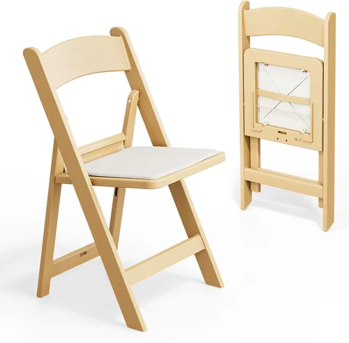 Miniatura 18 de VINGLI Sillas plegables de resina con cojín, silla plegable de plástico con cómodos asientos acolchados, perfectas para fiestas y eventos en Negro