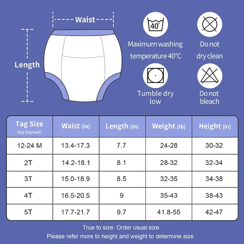 Miniatura 3 de BIG ELEPHANT Pantalones de entrenamiento para niños pequeños, ropa interior absorbente de algodón suave para bebés niños y niñas