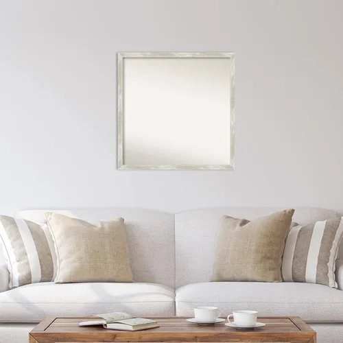 Miniatura 6 de Amanti Art Espejo de pared plateado de 28 x 28 pulgadas, espejo de baño cuadrado estrecho metálico para decoración de pared de sala de estar, marco