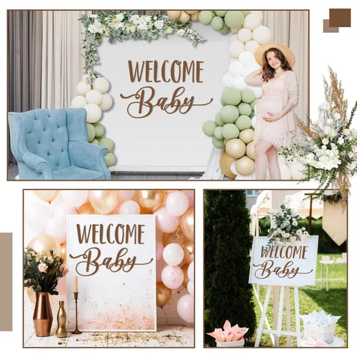 Miniatura 4 de Dunzoom Decoraciones de baby shower, letreros de bienvenida para bebé, calcomanía de bienvenida para niño o niña, suministros de fiesta