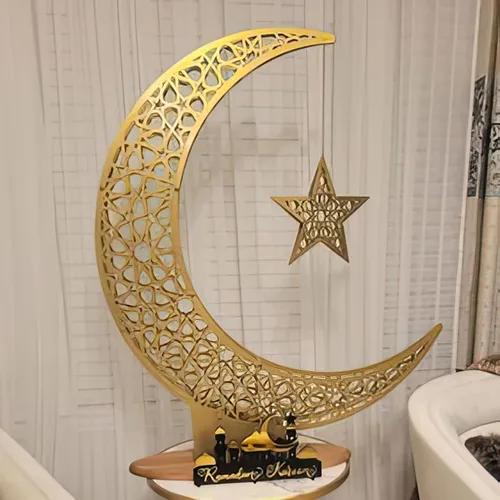 iwa concept Decoración islámica de media luna de metal, arte de Ramadán de luna y estrella, decoración de mesa islámica, regalo para musulmanes en
