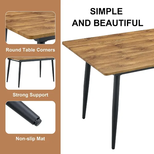 Miniatura 4 de FURNITO Mesa de comedor extensible de 59 a 75 pulgadas, mesa de comedor grande para 4-8, mesa de comedor moderna con patas de metal, mesa de comedor