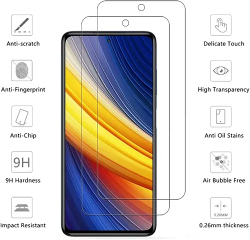 Miniatura 2 de Protector de pantalla transparente HD para Xiaomi Poco X3 Pro 2021 de vidrio templado - [Paquete de 2] Protector de pantalla antiarañazos de dureza