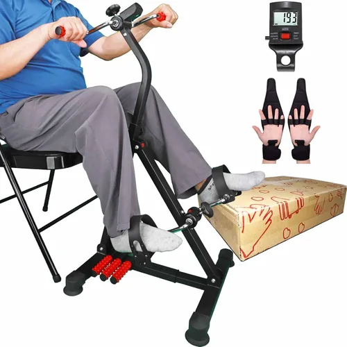 Bicicleta Ejercitadora de Pedales para Manos, Brazos, Piernas y Rodillas, Pedaleador de Equipo de Fitness Ajustable para Personas Mayores, Ancianos