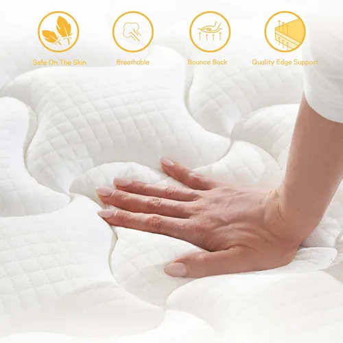 Miniatura 3 de Colchón King, Colchones King Size de 14 Pulgadas Firmeza Media - Espuma Viscoelástica de Gel Refrescante y Bobinas de Bolsillo Zonificadas