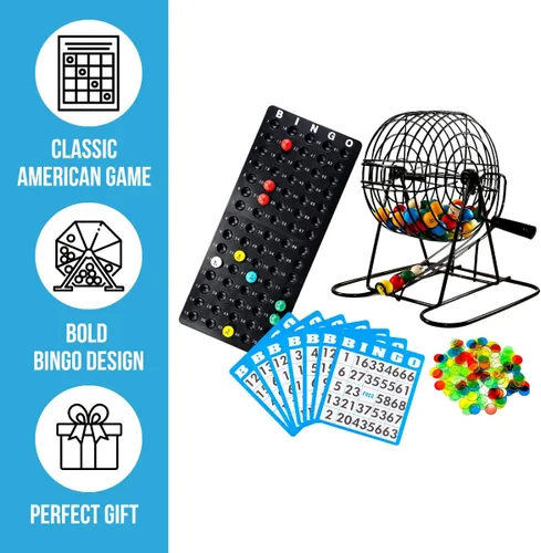 Miniatura 2 de Juego de bingo Deluxe de Regal Games con bombo, tabla, bolas, 18 tarjetas y fichas Juego de 18 tarjetas