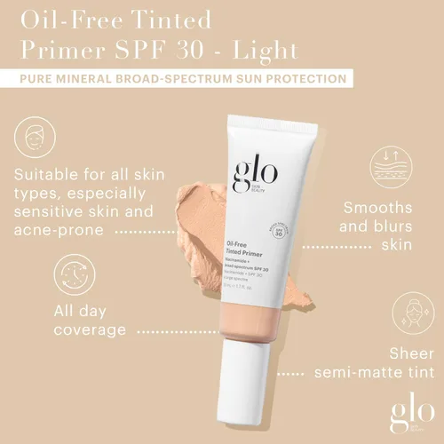 Miniatura 2 de Glo Skin Beauty Primer tintado sin aceite SPF 30, (ligero) 1.7 oz – Maquillaje mineral para cara, base base base 4 en 1, cobertura transparente