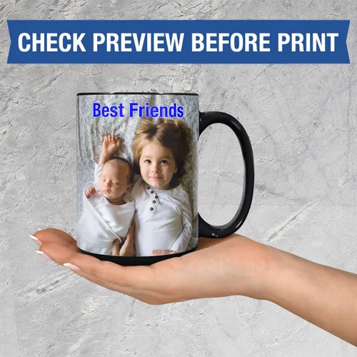 Miniatura 4 de Taza de café personalizada – Tazas personalizadas con texto en imagen, nombre de foto personalizado, logotipo, taza de cerámica – Cumpleaños, Negro