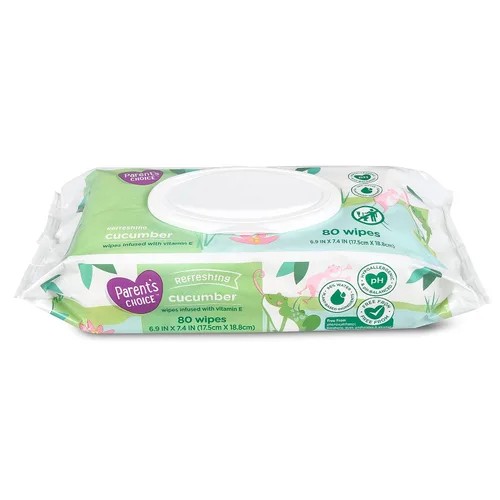 Miniatura 5 de Parent's Choice Toallitas húmedas refrescantes con aroma a pepino con infusión de vitamina E y aloe, 240