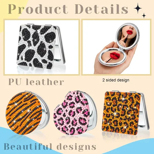 Miniatura 5 de Marsui 4 piezas de espejo compacto de pintura de diamante, bolsillo de pintura portátil, plegable, para mujeres, arte de diamante, regalos de mamá