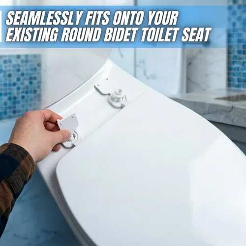 Miniatura 7 de GenieBidet Asiento de inodoro de bidé lateral derecho redondo, asiento de inodoro redondo con boquillas de autolimpieza ajustables, accesorio, Lado