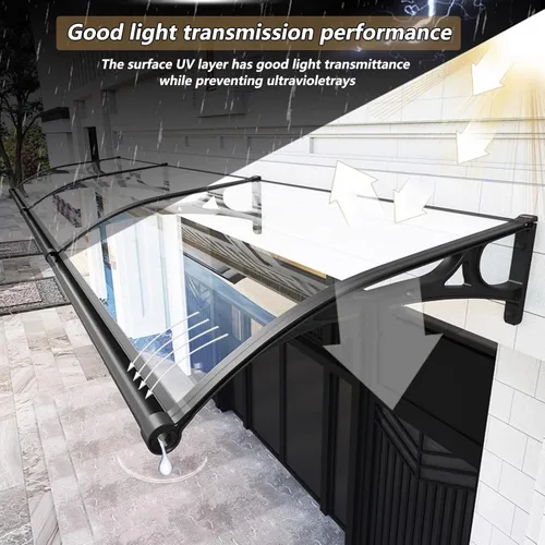 Miniatura 3 de Toldo para ventana con soporte de aluminio, toldo de patio para puerta al aire libre con fregadero grande de aleación de aluminio, cubierta de Marrón