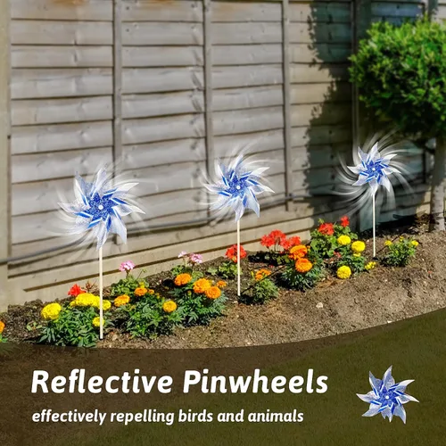 Miniatura 2 de HOOSUN Paquete de 10 molinillos reflectantes para patio y jardín, molinos de viento para exteriores, molinos de viento brillantes para decoración