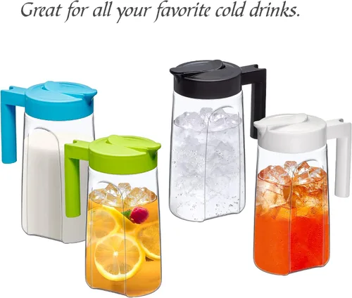 Miniatura 4 de Amazing Abby - Slim Mini - Jarra Tritan (48 oz), jarra de agua de plástico irrompible con tapa, sin BPA, resistente al calor, apta
