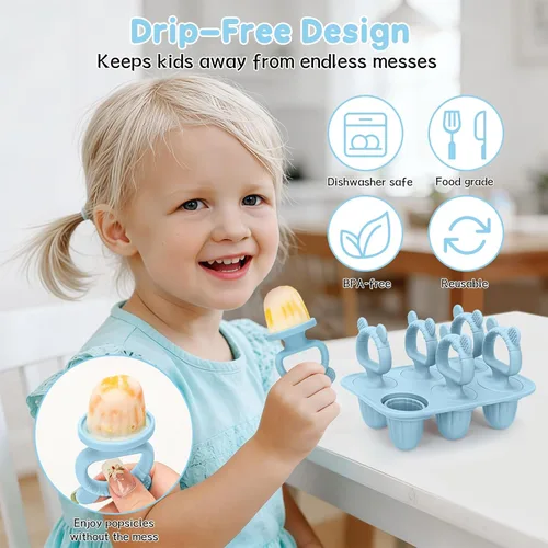 Miniatura 3 de Moldes de silicona para paletas para bebés con palitos, moldes de mini paletas para bebés de leche materna para aliviar la dentición