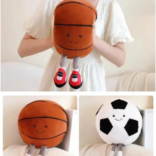Miniatura 4 de OUKEYI Almohada de felpa de baloncesto de 11.8 pulgadas, almohada de felpa suave con forma de fútbol americano, juguete de peluche de baloncesto