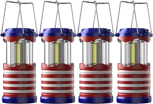 Miniatura 15 de Lichamp Linterna LED para campamento, paquete de 4 linternas alimentadas por batería para cortes de energía, luz colgante plegable portátil esencial