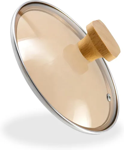 Tapa de vidrio templado marrón de 6.5 pulgadas, funda de repuesto universal para olla y sartén para cocina en casa, cubierta de utensilios de cocina