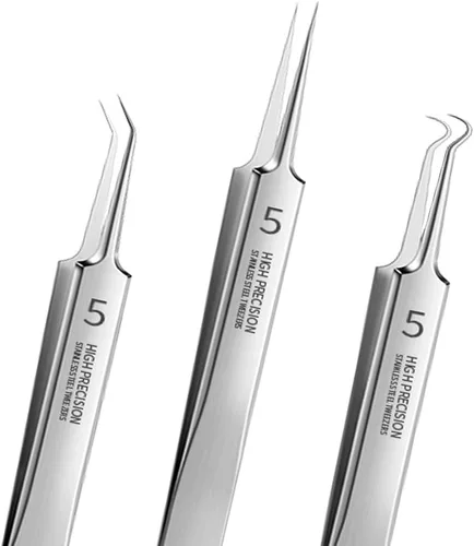 Pinzas profesionales para eliminar puntos negros, 3 piezas, kit de herramientas de precisión para espinillas y manchas, comedones, herramienta de