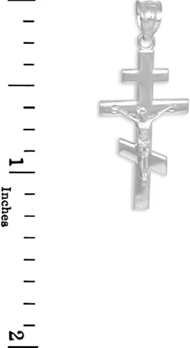 Miniatura 3 de Plata de ley ortodoxa Rusa Crucifijo Colgante