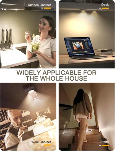 Miniatura 7 de YIGER Luces para debajo del gabinete, luz inalámbrica con sensor de movimiento para interiores, iluminación LED cálida de 10 pulgadas, funciona