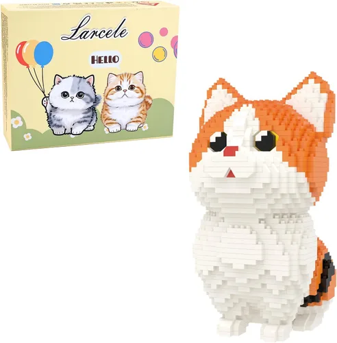 Miniatura 15 de Larcele Conjunto de animales de bloques de construcción micro para gatos, mini ladrillos de juguete de construcción 3D, 1191 piezas KLJM-05