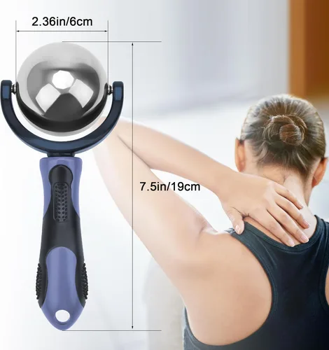 Miniatura 2 de Catcan Bola de rodillo de masaje frío, alivio de terapia de frío, bola de rodillo de hielo portátil con asa, gran herramienta para el dolor de Azul
