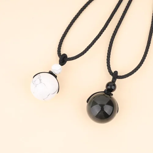 Miniatura 5 de COAI Collares con colgante de cuentas de piedra para parejas para él y ella, Piedra