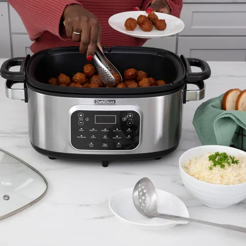 Miniatura 2 de Chef'sChoice Multicooker, recipiente antiadherente multiusos de gran capacidad de 6 cuartos y control de temperatura variable con mantener el calor