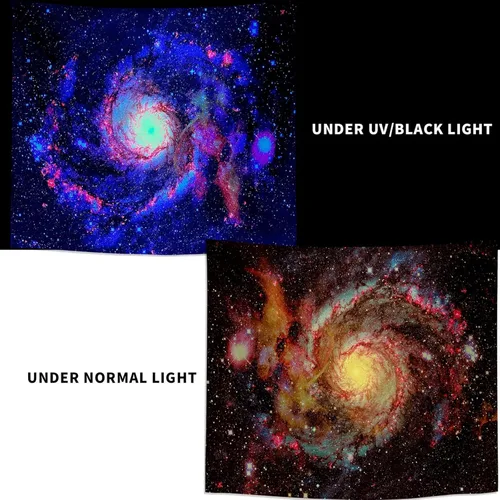 Miniatura 5 de PSYHILAR Tapiz de luz negra que brilla en la oscuridad UV del universo espacial Galaxy con luz negra para adultos (79 x 59 pulgadas)