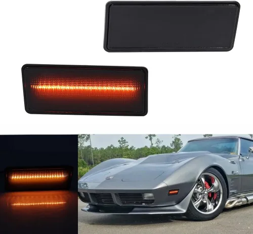 Miniatura 11 de Lente ahumada LED roja para Chevrolet Corvette C3 1974 1975 1976 1977 1978 1979 Luces de marcador lateral del parachoques delantero Lente ahumada