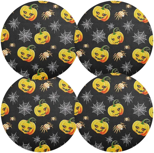 Miniatura 2 de Pumpkins Webs Halloween PVC Plate Mat, Non Slip Heat Protector Placemat for Kitchen one sizex1