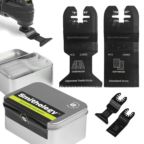 Miniatura 8 de Smithology - Juego de 20 hojas de sierra oscilantes multiherramienta, para metal y madera Cuts Metal, Wood, Nails and Drywall: 4 Bi-Metal, 4
