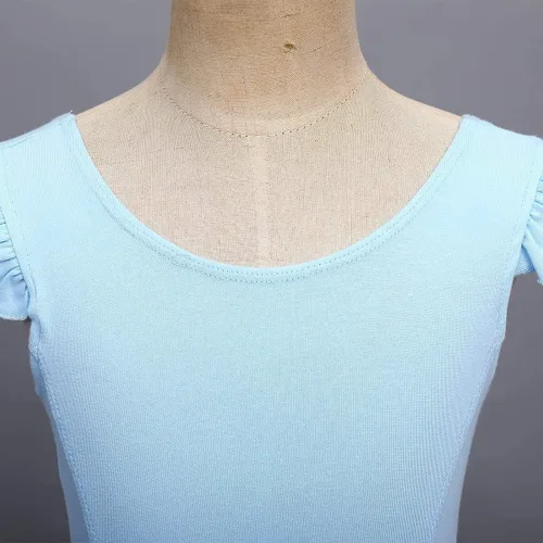 Miniatura 3 de IDOPIP Vestido de ballet con mangas voladas y volantes para niñas pequeñas, tutú con falda de leotardo, bailarina, baile, disfraz de gimnasia