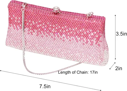Miniatura 8 de Evevictor Bolso de mano bolso de noche bolsa de dinero rosa degradado para Halloween fiesta cita y Navidad Rosado