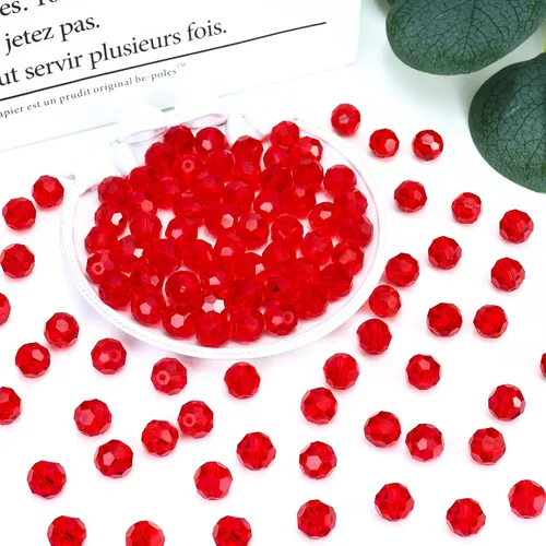 Miniatura 2 de Dowarm 100 cuentas redondas de cristal de 0.315 pulgadas para la fabricación de joyas, cuentas de cristal Rondelle facetadas para manualidades