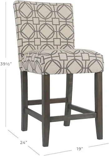 Miniatura 3 de HomePop Taburete de bar tapizado con altura de mostrador, 24 pulgadas, entramado marrón y gris Bronceado y Gris Celosía